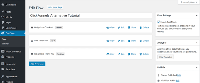 editing funnel steps in CartFlows