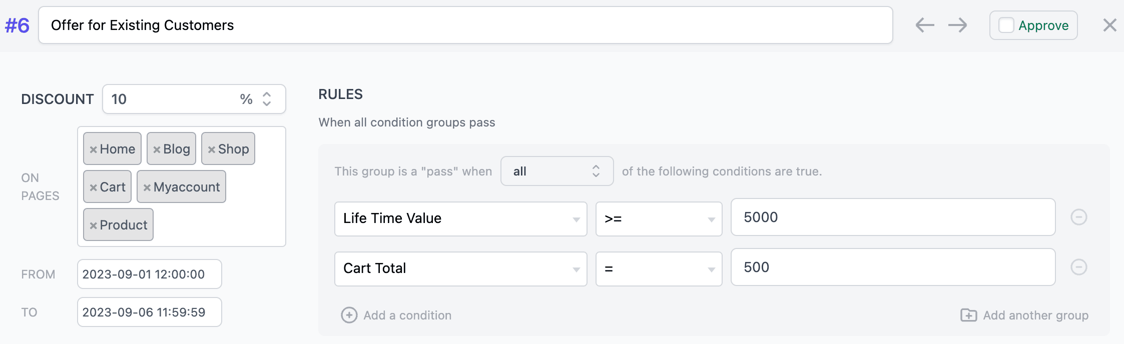 bulk discount based on cart total and ltv rule